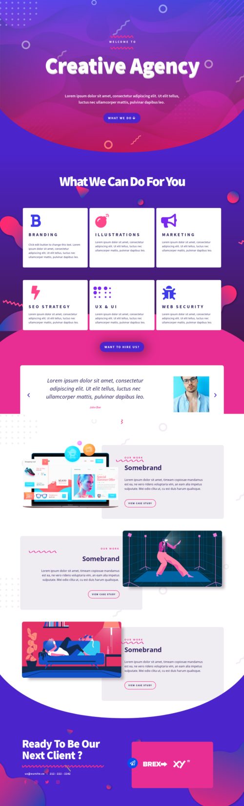 Modelo de site para agência criativa em inglês