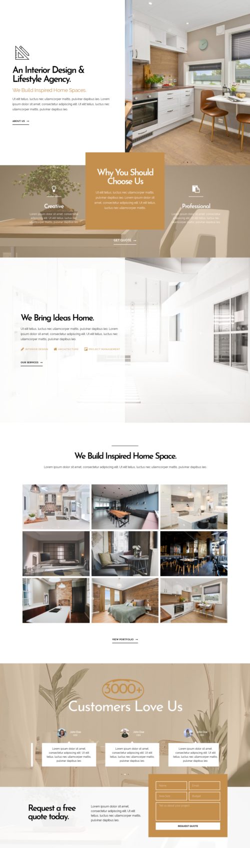 Modelo de site para arquitetura e interiores